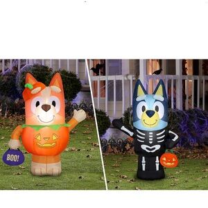 Halloween Bluey & Bingo Inflatables  Set - Pumpkin and Skeleton NWT